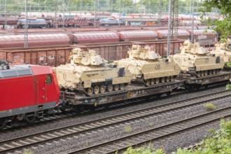 Military transport on the railroad in Germany