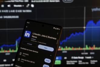 Dhaka, Bangladesh 08 March 2025: Linkedin jobs and business app installation screen on a smartphone