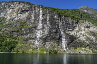 The seven sisters is a waterfall at the Geirangerfjord in Norway