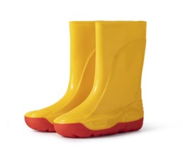 yellow rubber boots isolated on white background