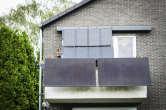 Balcony power station on a detached house in Monheim am Rhein, Germany, Europe