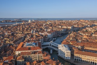 Rialto Bridge aerial view in the late afternoon
