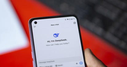 Close-up of a smartphone screen displaying the deepseek app