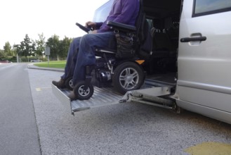 Disabled Men on Wheelchair using Accessible Vehicle with Lift