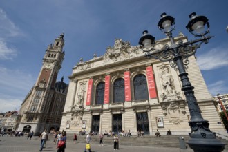Chamber of Commerce and Opera, Belfry, Beffroi, Lille, Nord Pas de Calais, France, Europe