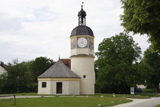 Clock tower, sixth forecourt, Burghausen Castle, Burghausen, Innviertel, Bavaria, Germany, Europe