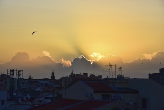 Sunrise over the historic centre of Palermo, Sicily, Italy, Europe