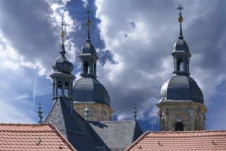 Bell towers of the parish and pilgrimage church of the Holy Trinity, basilica in Gößweinstein,