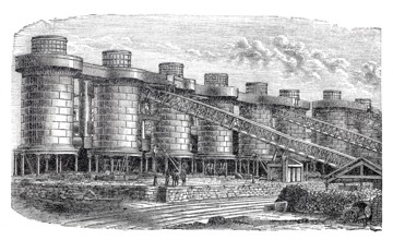 Steel industry, 1880, blast furnace plant in Barrow-in-Furness in England, digitally enhanced