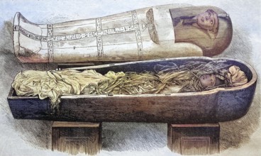 Mummy of the ancient Egyptian king Pharaoh Amenophis I, reigned from 1525 to about 1504 B.C.,