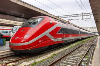 Frecciarossa high-speed train from Trenitalia at Roma Termini station in Rome, Italy, Europe