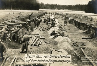 Building shelters on the eastern theatre of war, 1914 - 1918, World War I, reproduction of a war