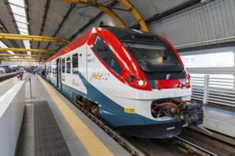 Leonardo Express train of Trenitalia type Jazz Alstom Coradia Meridian at Roma Fiumicino Aeroporto