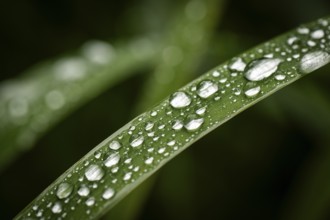 Blade of grass with water droplets, Inverewe Gardens, Osgood Mackenzie, Poolewe, Loch Ewe,