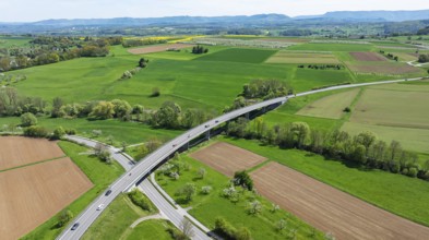 Dilapidated bridges. Aichtal Bridge on the B 312 federal road. 1161 metres long, the bridge needs