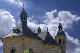Bell towers of the parish and pilgrimage church of the Holy Trinity, basilica in Gößweinstein,