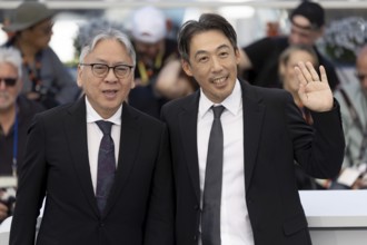 Cannes, France - 15.5.2024: Kazuo Ishiguro and Kei Ishikawa during the photocall for A PALE VIEW OF