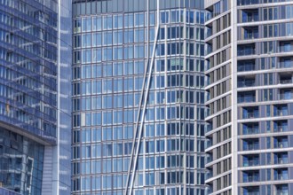Frankfurt skyline skyscrapers facade skyscraper buildings banks modern work offices in Frankfurt,