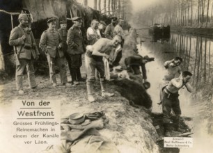 From the Western Front Big spring cleaning in one of the canals off Laon, 1914 - 1918, World War I,