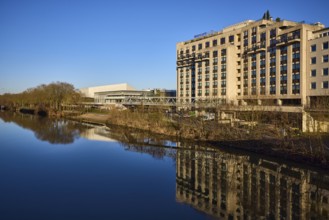 Congresshalle Saarbrücken, Mercure Hotel Saarbrücken, river Saar, modern architecture, concrete