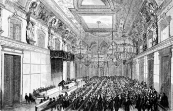 Session of the United Parliament in the White Hall of the Royal Palace in Berlin, splendour,