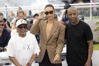 Cannes, France - 19.5.2024: Spike Lee, Ilfenesh Hadera, Denzel Washington during the photocall -