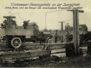 Drinking water collection point on the Isonzo front. The water is supplied to the various troop
