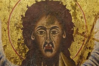 Religious icon of Jesus with gold-coloured background, Museum of Icon Painting, Thari Monastery,