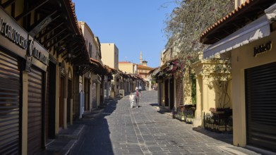 Picturesque alley with cobblestones and charm of the old town, Rhodes Old Town, Rhodes, Dodecanese,