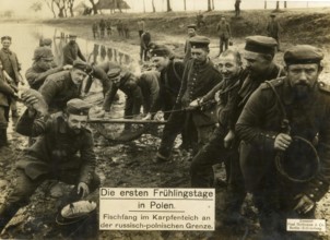 The first days of spring in Poland, fishing in a carp pond on the Russian-Polish border, 1914 -