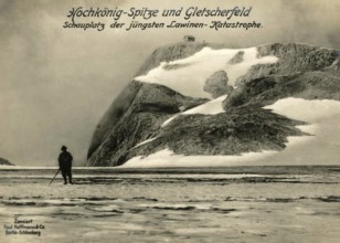 Hochkönig peak and glacier field scene of the most recent avalanche disaster, 1914 - 1918, World