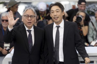 Cannes, France - 15.5.2024: Kazuo Ishiguro and Kei Ishikawa during the photocall for A PALE VIEW OF