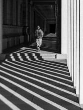 Light and shadow on the colonnade at the museums on Berlin's Museum Island, Germany, Europe