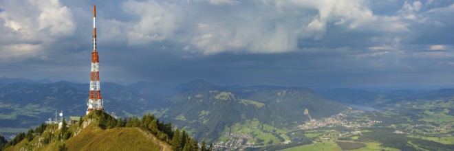 Bavarian Broadcasting Tower on the Grünten, 1738m, at sunrise, Illertal, Allgäu Alps, Oberallgäu,