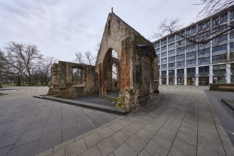 Nikolaikapelle, ruin of a chapel, architectural monument, bare wintry trees, general architecture,