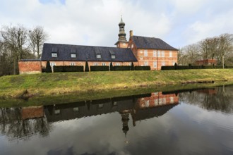 Husum Castle, moat, Husum Castle Park, Husum, North Frisia, Schleswig-Holstein, Germany, Europe