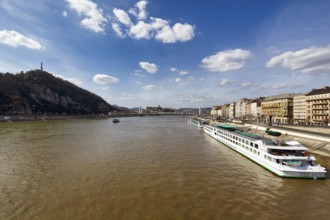 Boats on the Danube, river cruise, Cumulus, Budapest, Hungary, Europe
