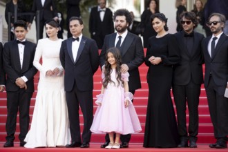 Cannes, France - 22.5.2024: Eva Dottelonde, güst, Parinaz Izadyar, Saeed Roustaee, Payman Maadi,