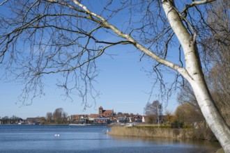 Town view Waren an der Müritz with St Georgen church, Mecklenburg Lake District, Mecklenburg,