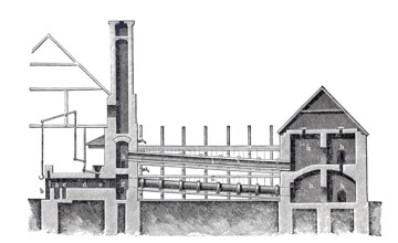 Mercury furnace, Alberti furnace, around 1870, England, digitally improved reproduction of a 19th