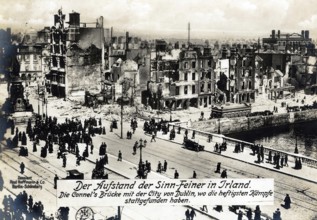 Sinn Feiner uprising, View of O'Connell Bridge in Dublin, Ireland, 1916, 1914 - 1918, World War I,