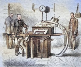 Pipe post office in Berlin, Germany, coloured wood engraving, reproduction of an original from ca
