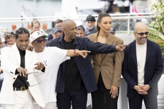 Cannes, France - 19.5.2024: Asap Rocky, Spike Lee, Ilfenesh Hadera, Denzel Washington and Jeffrey