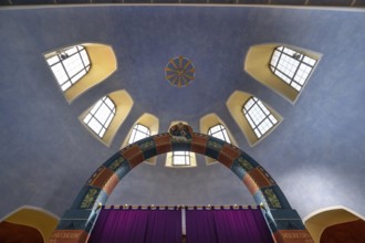 Dome above the chancel in the church of St Stephanus, Art Nouveau building with neo-Romanesque