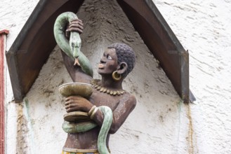 Moor in the Mohrenstraße. Figure on a building façade in Schwäbisch Hall. The term Mohr for a