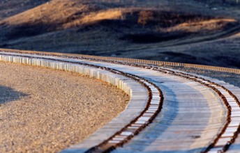 New Railroad Construction with cement rail ties