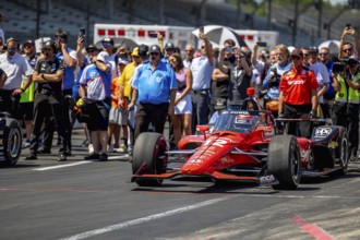INDYCAR driver, WILL POWER (12) of Toowoomba, Australia, brings his Team Penske Chevrolet car in