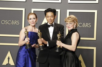 Anne Morgan, Kazu Hiro and Vivian Baker at the 92nd Academy Awards, Press Room held at the Dolby