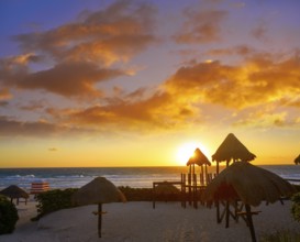 Cancun sunrise at Delfines Beach at Hotel Zone of Mexico