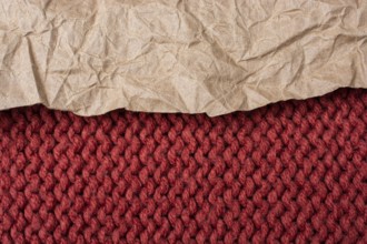 Fabric woven canvas texture with a wrinkled paper over it